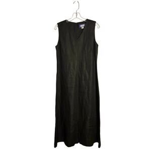 100% Linen Black Sleeveless Maxi Dress Size 12 Summer Fairy Grunge Classic